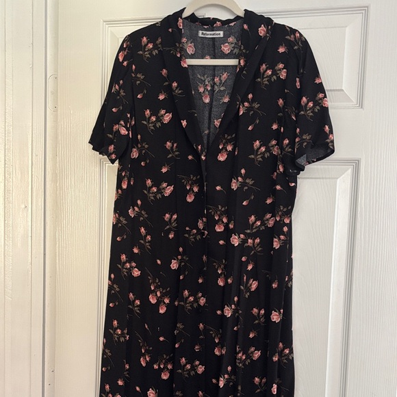Reformation Dark Floral Dress with Pink Accents - Picture 2 of 8
